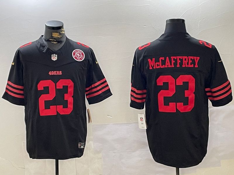 Men San Francisco 49ers #23 Mccaffrey Black Three generations 2024 Nike Vapor Limited NFL Jersey style 2